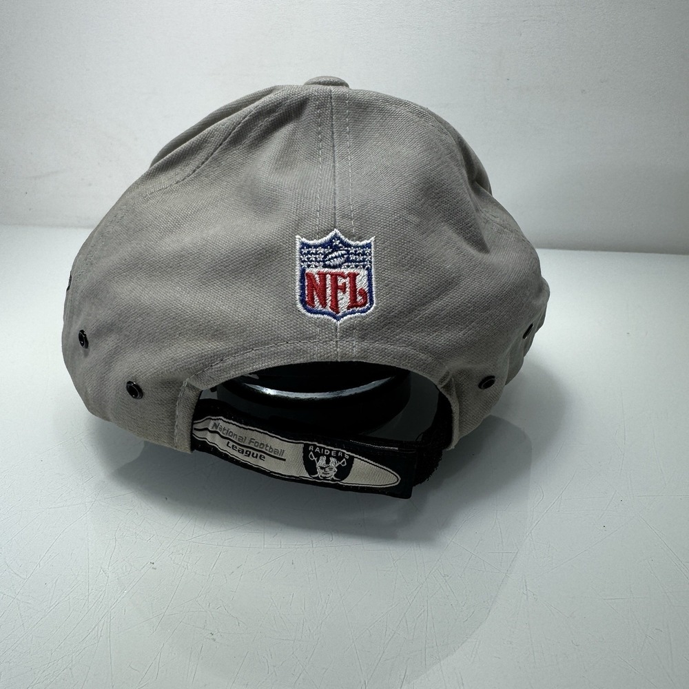 Vintage Oakland Raiders Reebok Strapback Sports Hat NFL 90s Black Gray Pinwheel - Picture 6 of 9